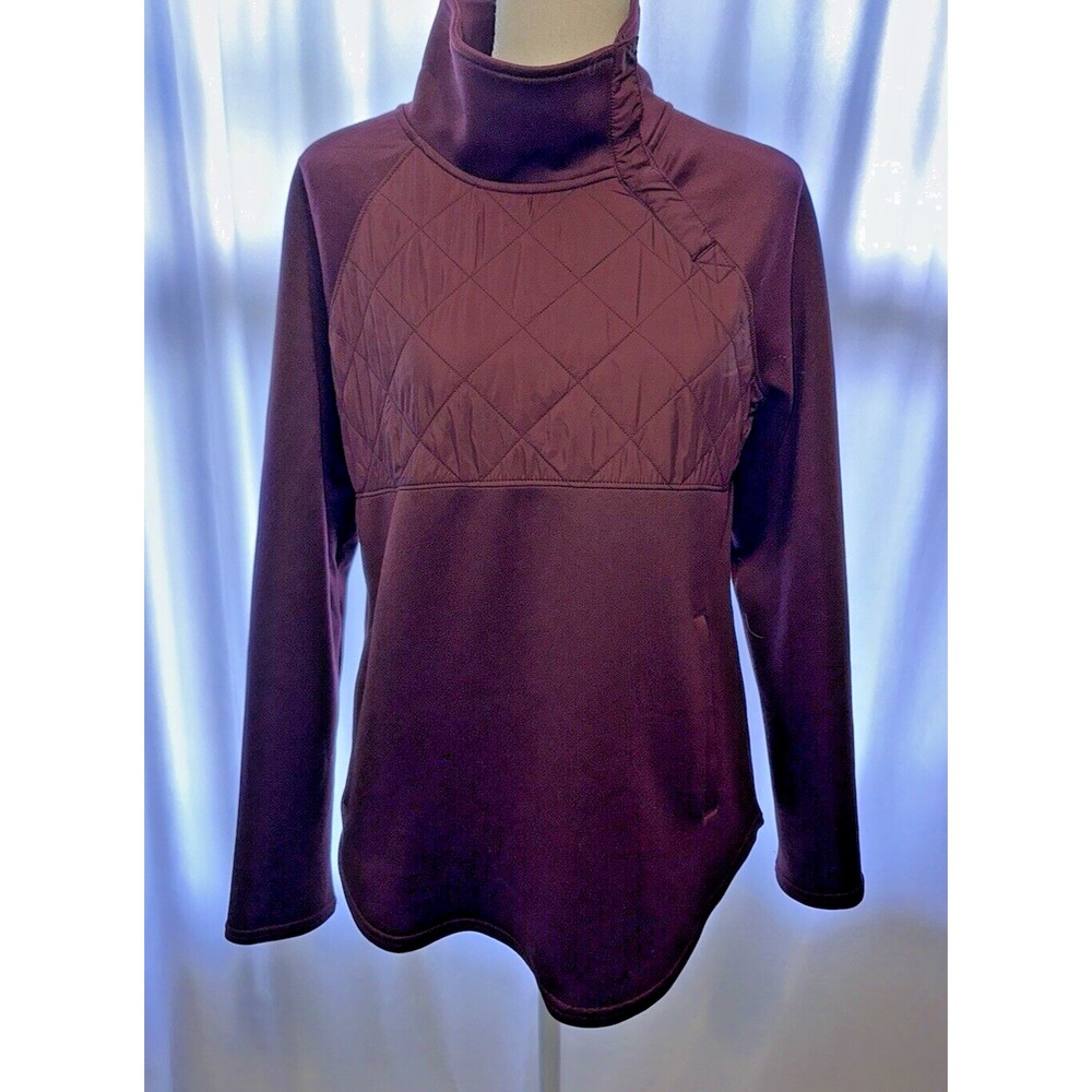 32 Degrees Heat Pullover Size Small Burgundy Snap Neck Long sleeve Pockets